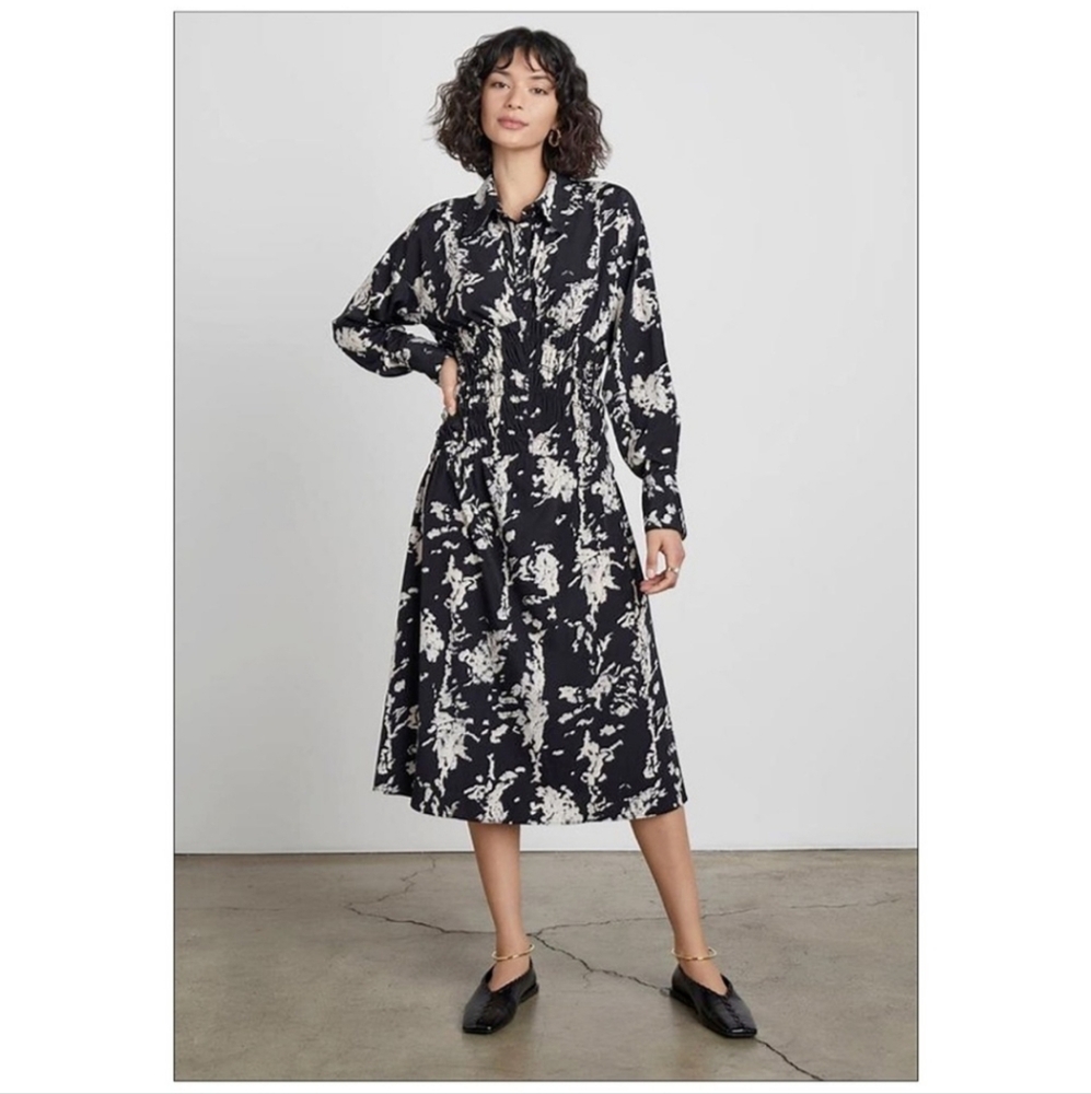 Who What Wear Jacqui Midi Shirt Dress Abstract Animal Print Size Small